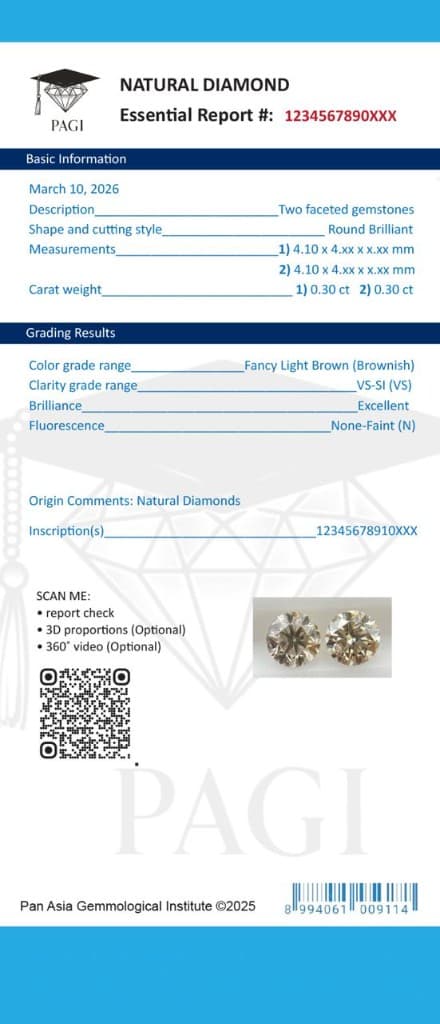 PAGI gemstones certification report
